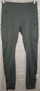 Fabletics Motion365 Leggings Womens Medium Green High Rise Pockets Athletic Yoga